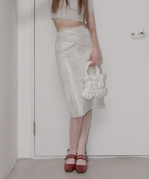 Silver Foiled Midi Skirt