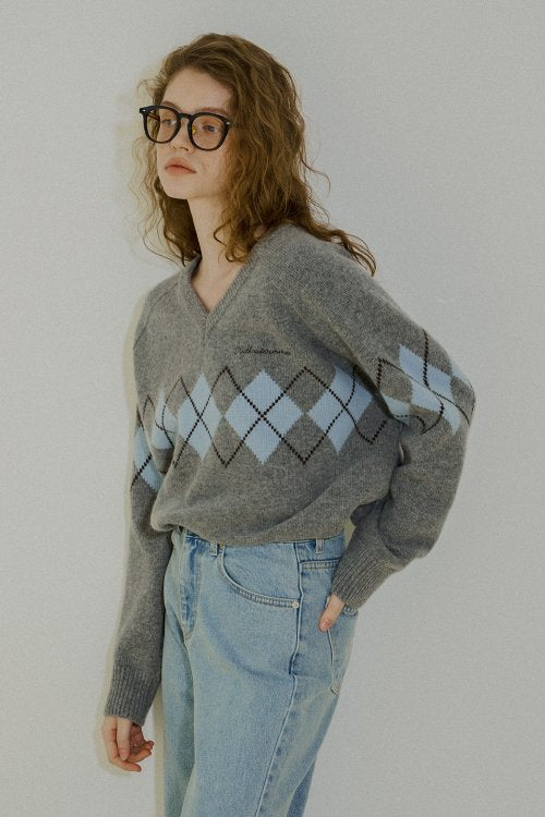 Carol Argyle Knit_Grey