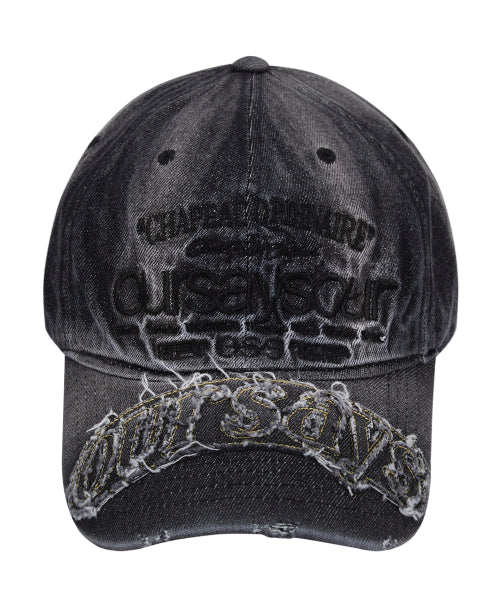 Lettering Logo Ball Cap Denim Washed Black