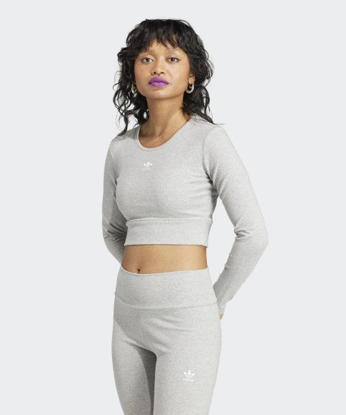 Ribbed Long Sleeve Tee - Gray / IJ5386