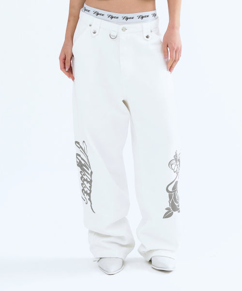 EMBLEM PRINTING COTTON PANTS WHITE