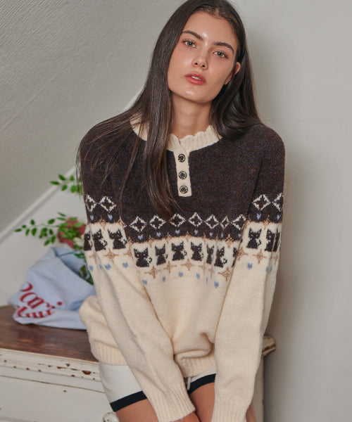Cherish Cat Sweater-Cream