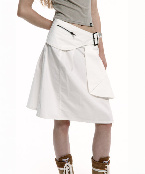 ROUGHNECK Belt Pleated Skirt White - Size & Review | Underscored