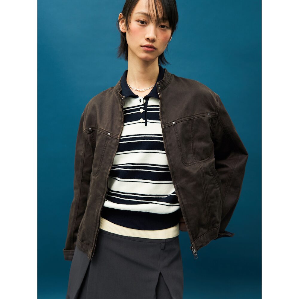 Eight Seconds Crack Denim Racer Jacket Khaki (355239LP5H)
