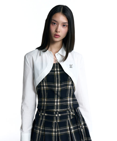 Cheek Check Bolero Shirt [White]