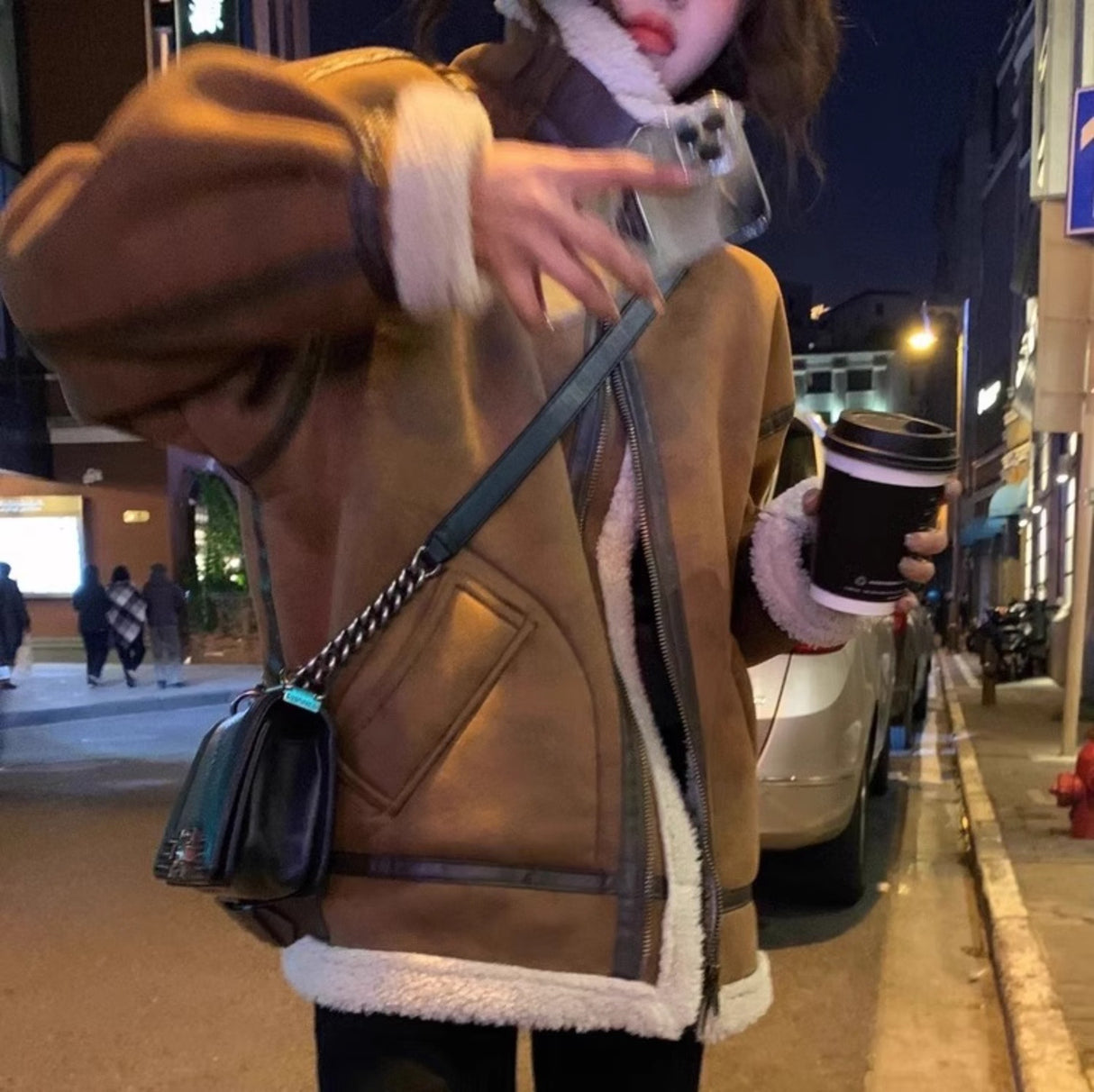 Antoine [delivery on the same day] Mandy Wool Suede Mustang Coat Jacket