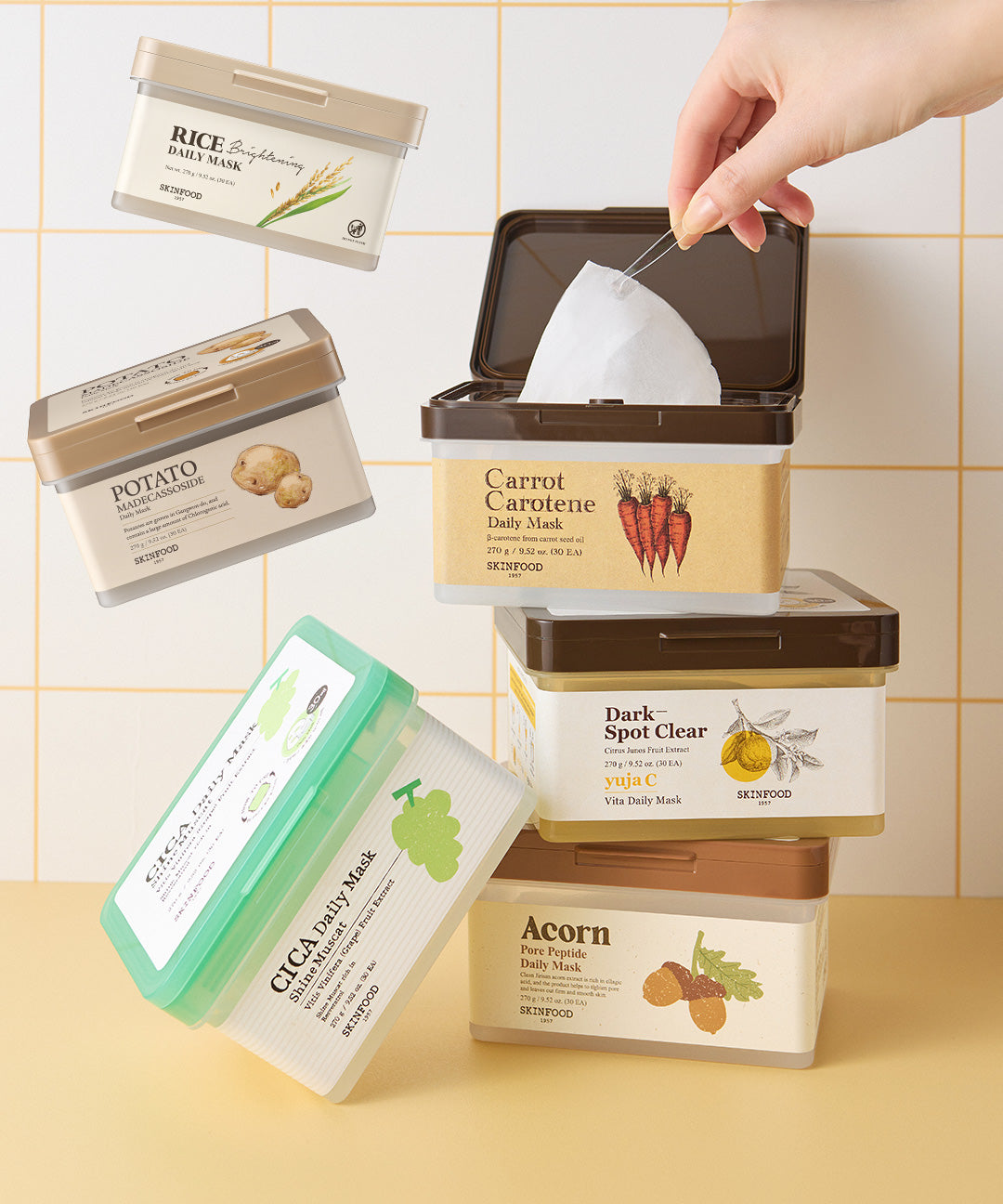 Skin food Tommy honey mask presented 🌟 30 pieces of daily mask that can be extracted 🆕 Rice 🥕 Carrot 🍋 Citrus 🌰 Dotori 🌿 Shine muscat 🥔 Potatoes