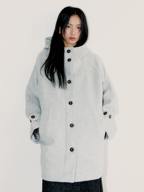 Rich Wool Half Coat, Gray