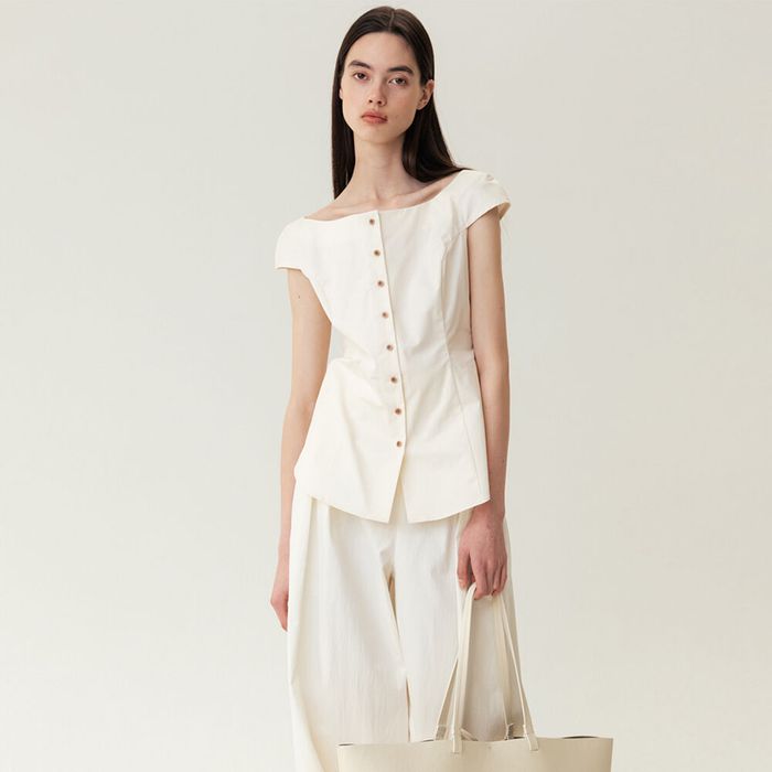 Boat-Neck Blouse Cream