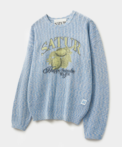 Ibiza Citron Summer Graphic Mesh Knit Sea Blue