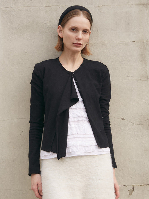 WRAP BUTTON CARDIGAN [BLACK]