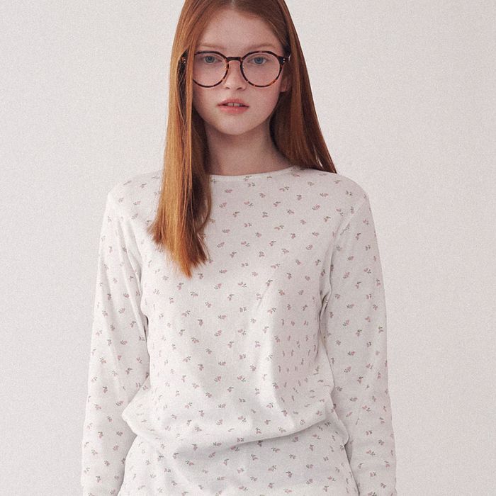 FLORAL LONG SLEEVE IVORY PINK FLOWER