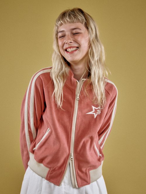 Two-Way Star Track Zip-Up Line Terry Jacket [Pink]