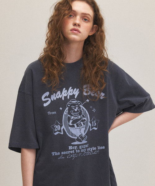 スナッピーベア ピグメント 半袖Tシャツ ダークブルー