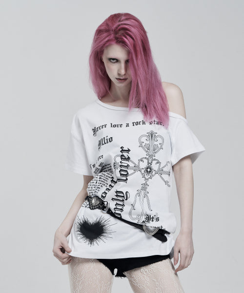 White Lover One Shoulder T-Shirts