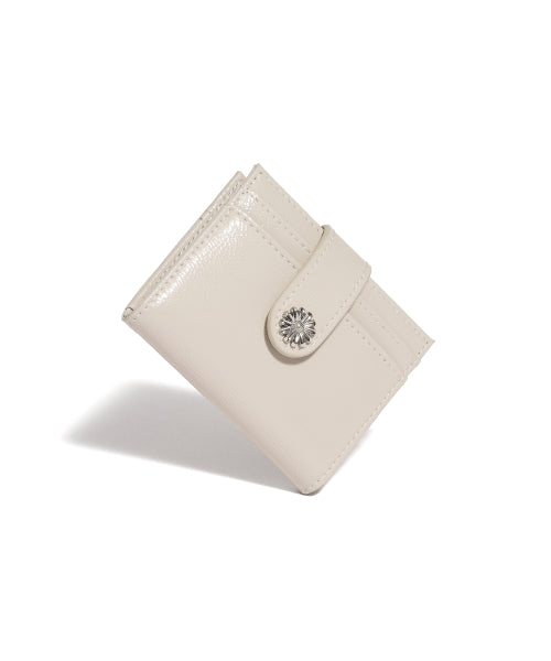 Mini Daisy Photo Slot Business Card Holder Wallet Warm Gray