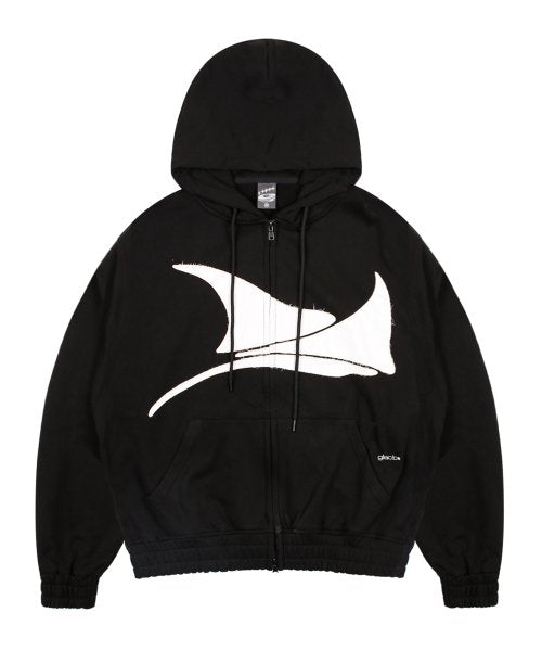 GHD009 Manta Appliqu챕 Hooded Zip-Up (BLACK)