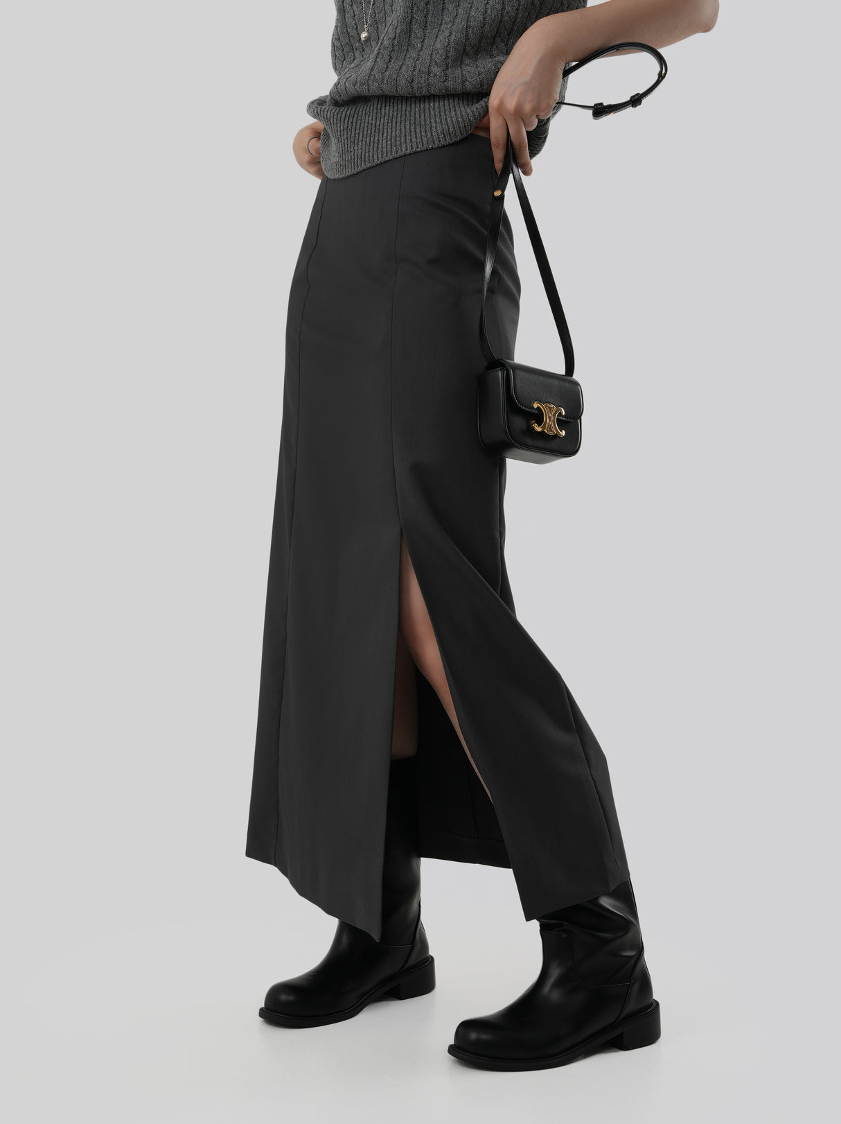 Autumn [made] formal slit skirt
