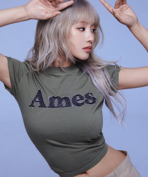 ベーシックロゴデニムアップリケTシャツ カーキ (AM2EMUT514A)