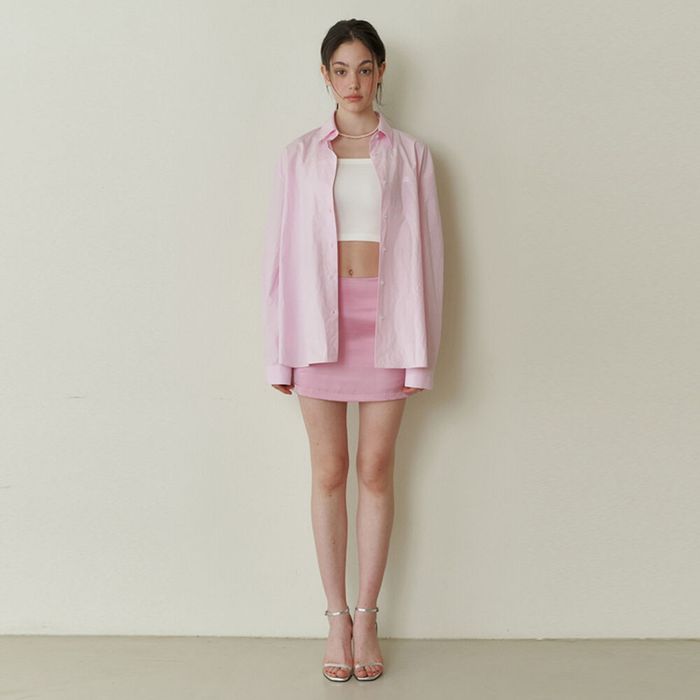 Basic satin mini skirt - pink