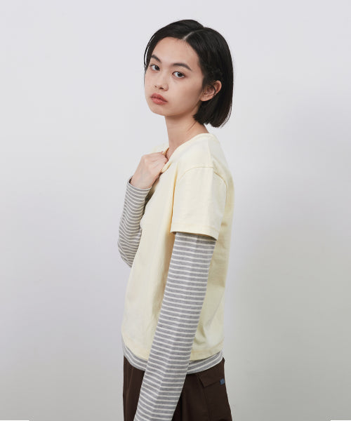 Layered Stripe T-Shirt, Light Yellow