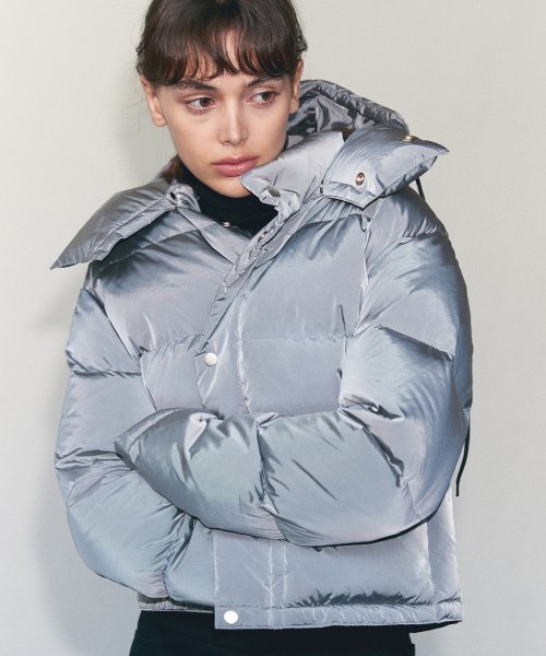 Hooded Goose Down Short Padding Silver MDJP007SILVER