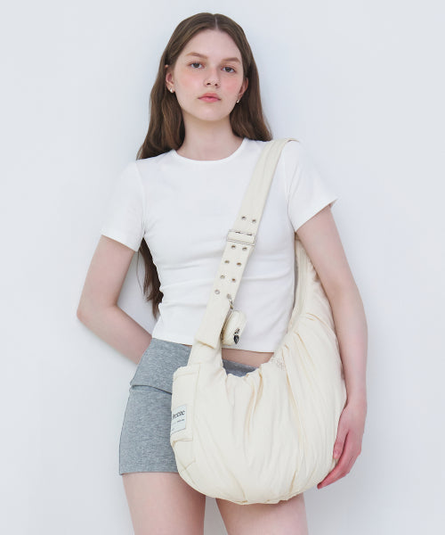 Circle Logo Padding Big Hobo Bag_CREAM