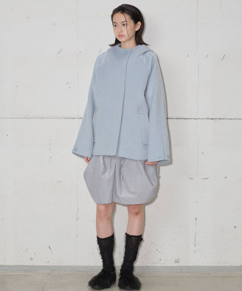 TYPESERVICE Hooded Half Coat [Sky Blue] - Size & Review | MUSINSA