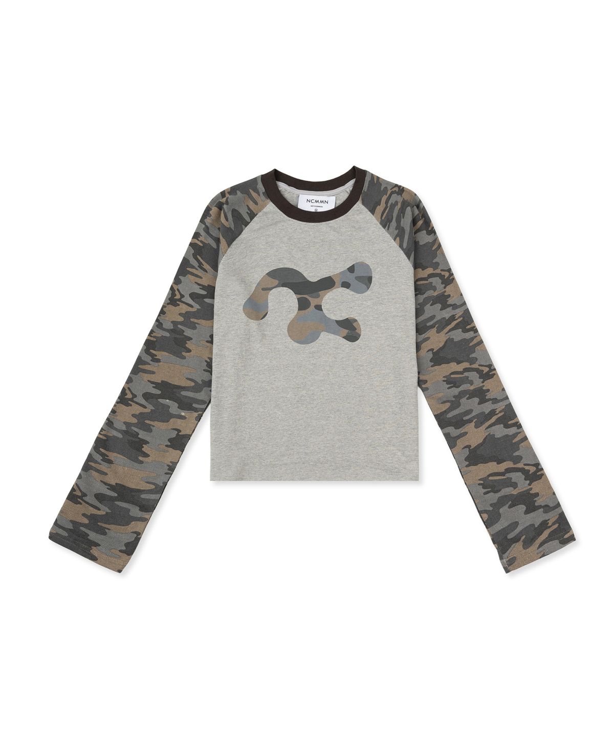 カモフラージュ クロップ ロングスリーブ Tシャツ グレー