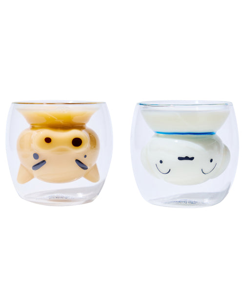 しんちゃんしろぶりぶり大魔王の顔型ガラスコップセット(2P)