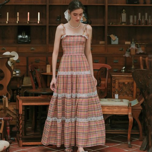 DD_Retro checkered lace dress