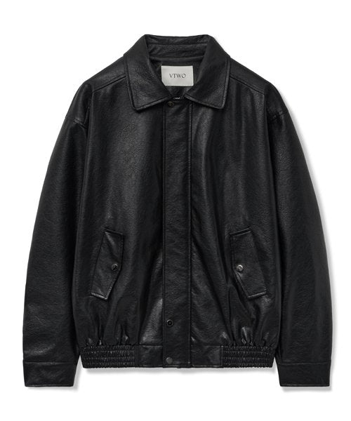 465-3 Glossy Coating Leather Jacket_Black