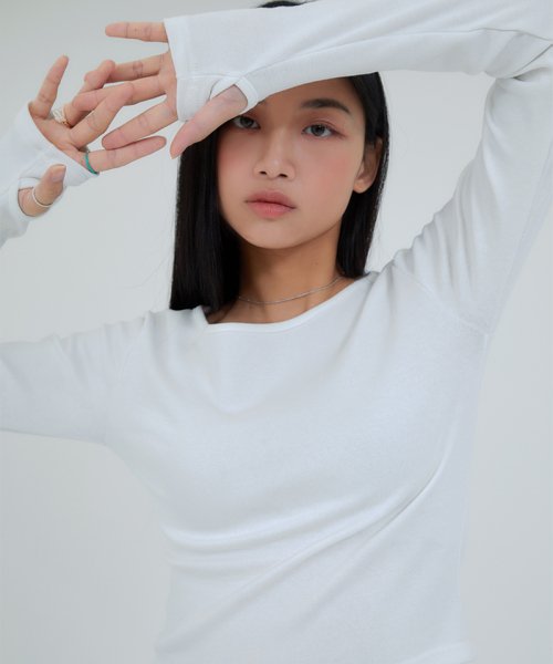Crop Fit Warmer Long Sleeve T-Shirt White
