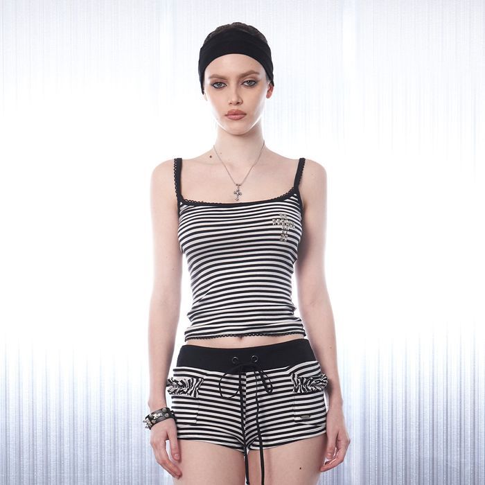 Freak Stripe Sleeveless Top [White]