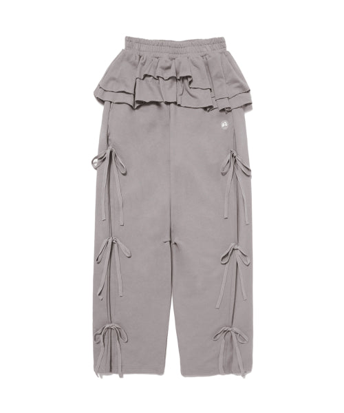 Frill Skirt Jogger Pants (Pink Brown)