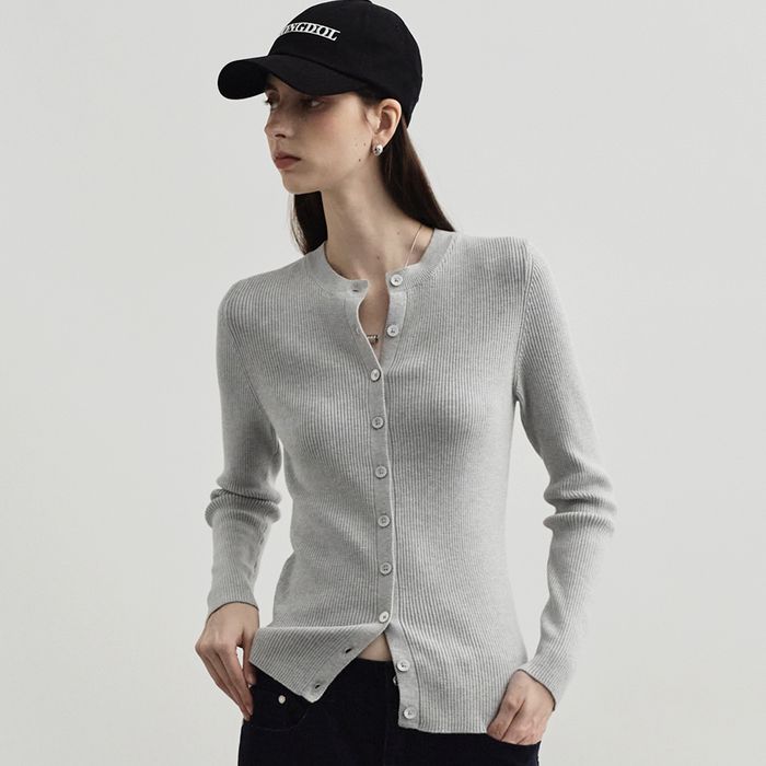 Ribbed Round Neck Cardigan MDCD036_5 Colors