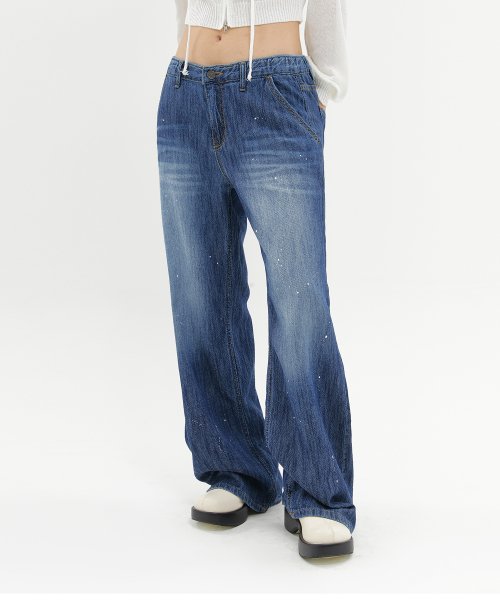 Cool Painting Wide Denim (Dark Blue)