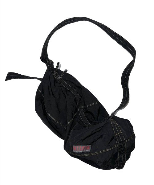 Black Nylon Duffle Bag with Contrast Stitching