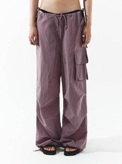 Nylon Cargo Pants Pink