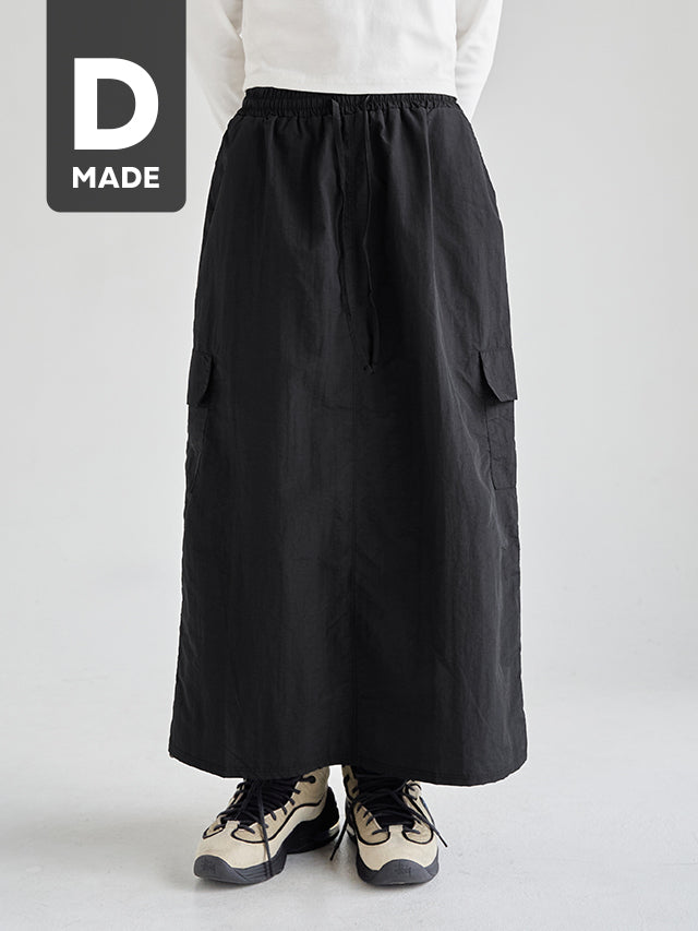 Danggeul [7,000-threaded] [MADE] [Plus Size S-4XL] Zedder String Cargo Long Skirt