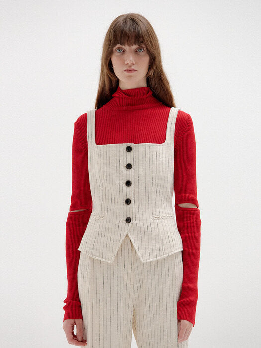 SOAP Vest Top - Ivory/Black Stripe