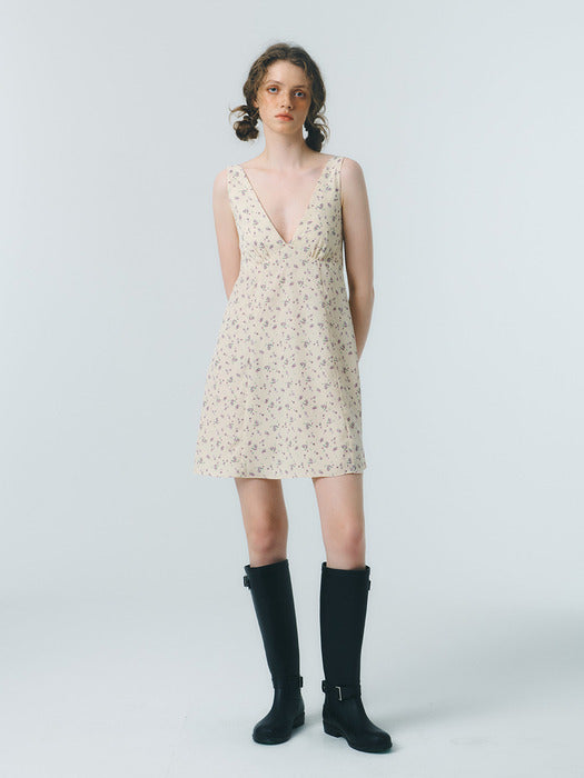 VINTAGE FLOWER ONEPIECE_cream yellow