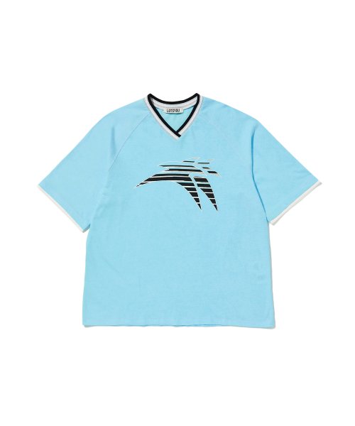 Lotsyou_Aoki ハーフスリーブ フットボール T シャツ ブルー
