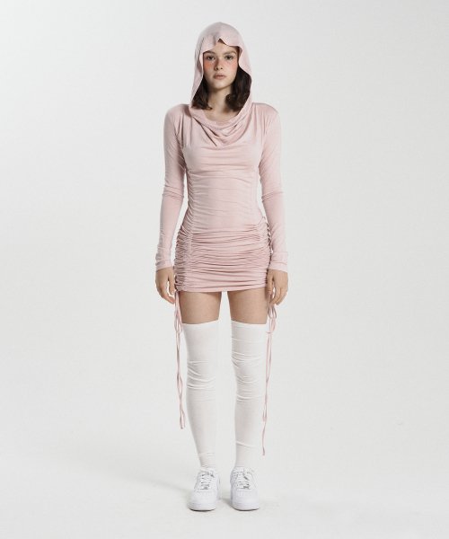 ILLIO PINK 3WAY HOODY TOP-DRESS - Size & Reviews | MUSINSA