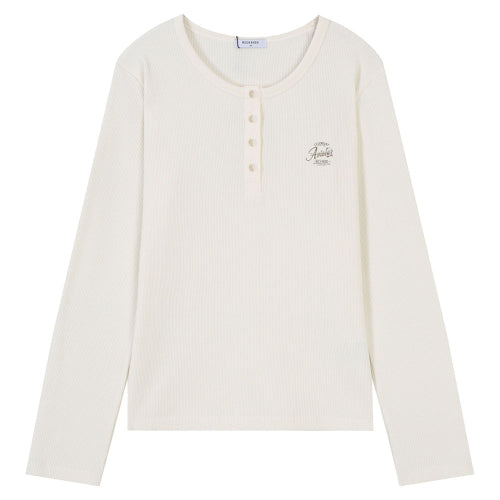 Women's Waffle Tieri Long-Sleeved T-Shirt (B251TS504P) Ivory