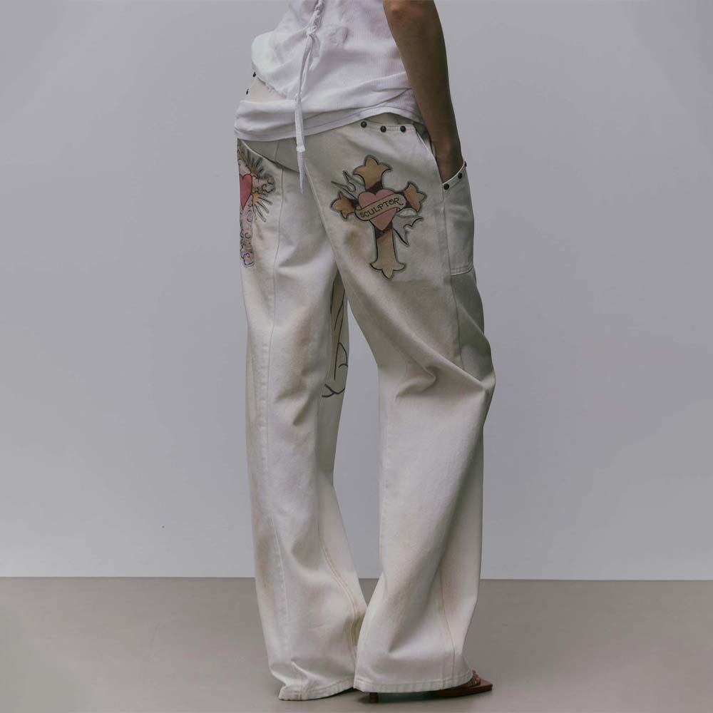 [Sculptor X Ed Hardy] Cracked Angel Denim Ivory