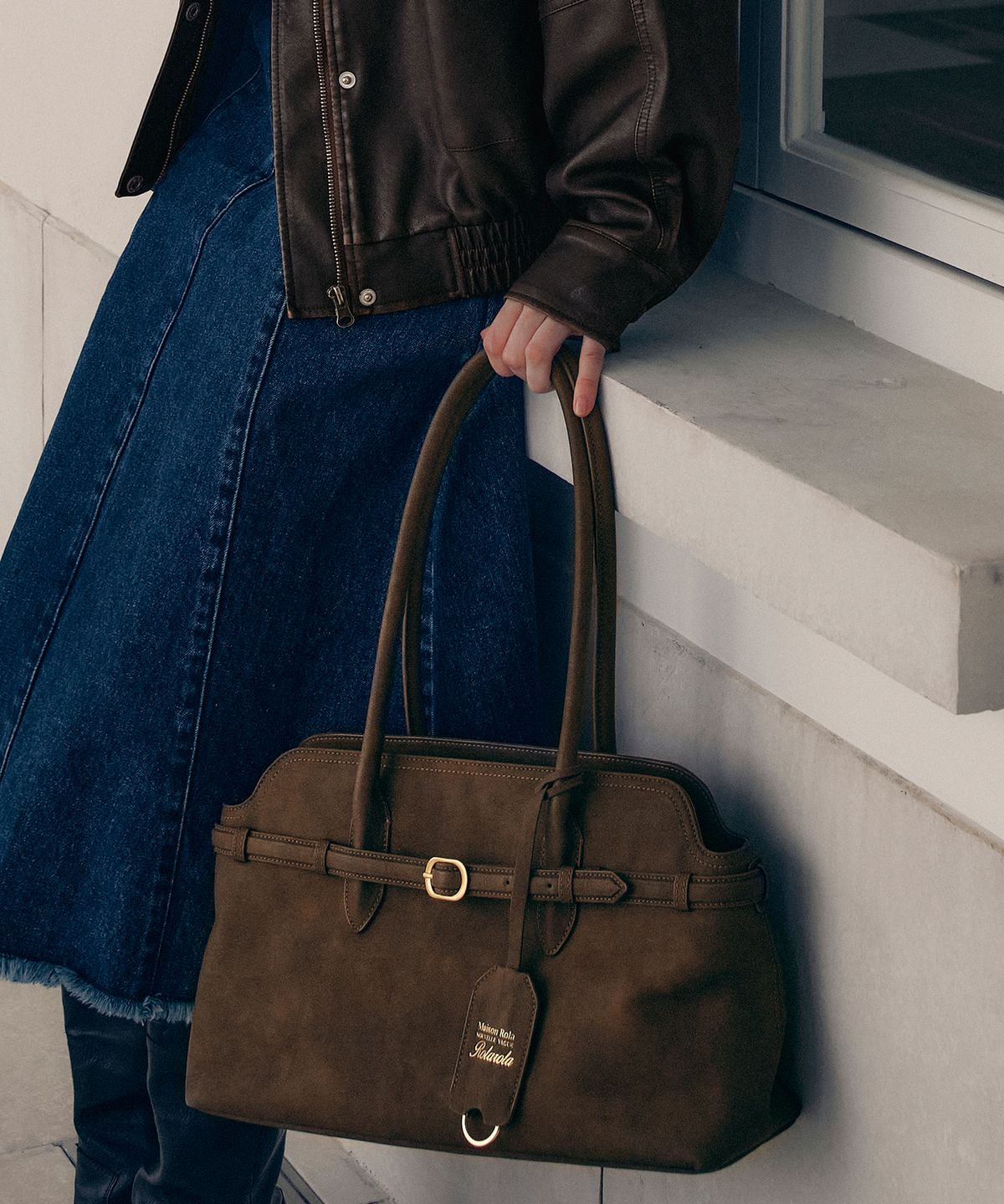 Buckle Tote Bag Brown