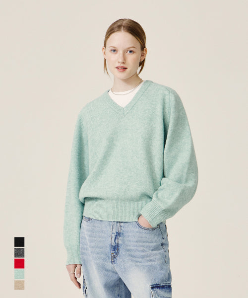 (Women's) Essential V-Neck Knit_5 COLOR