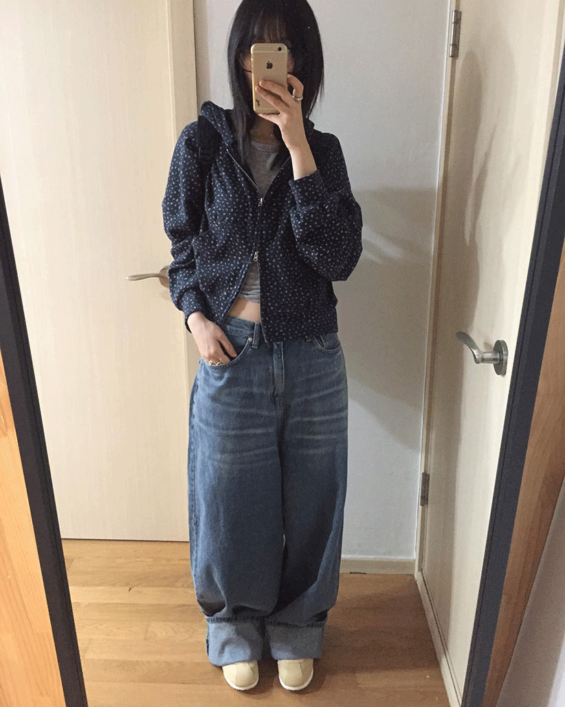 Dougie [Today's Departure/MD Recommendation] Cotton Fine Flower Hooded Zip-up (3 colors) *All colors can be shipped on the same day!