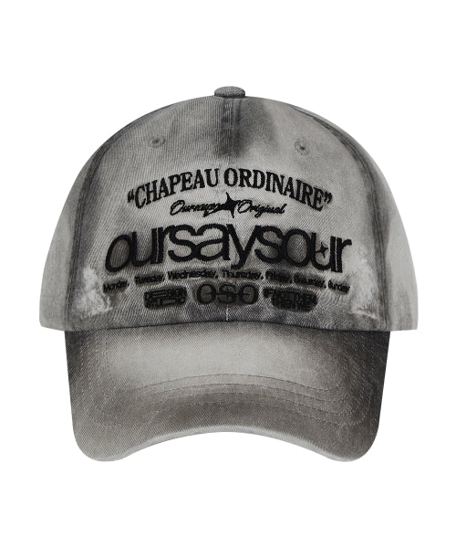 OURSEAYSOUR Lettering Logo Ball Cap Dirty Gray - Size & Review | MUSINSA